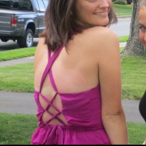 Free People Dresses & Skirts - Free people magenta lace up dress WORN ONCE!